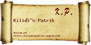 Kilián Patrik névjegykártya