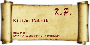 Kilián Patrik névjegykártya